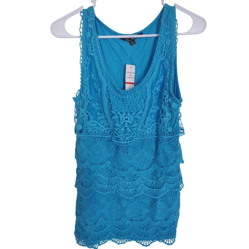 Anne French crochet Tiered Blouse Small Lightweight Bohemian‎ Festival Causal